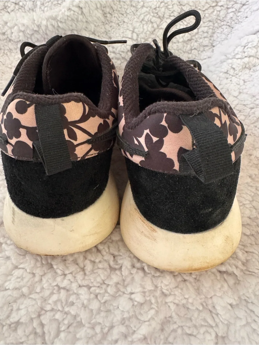 Nike Women's Floral Print Suede* Sneakers - Black and light pink